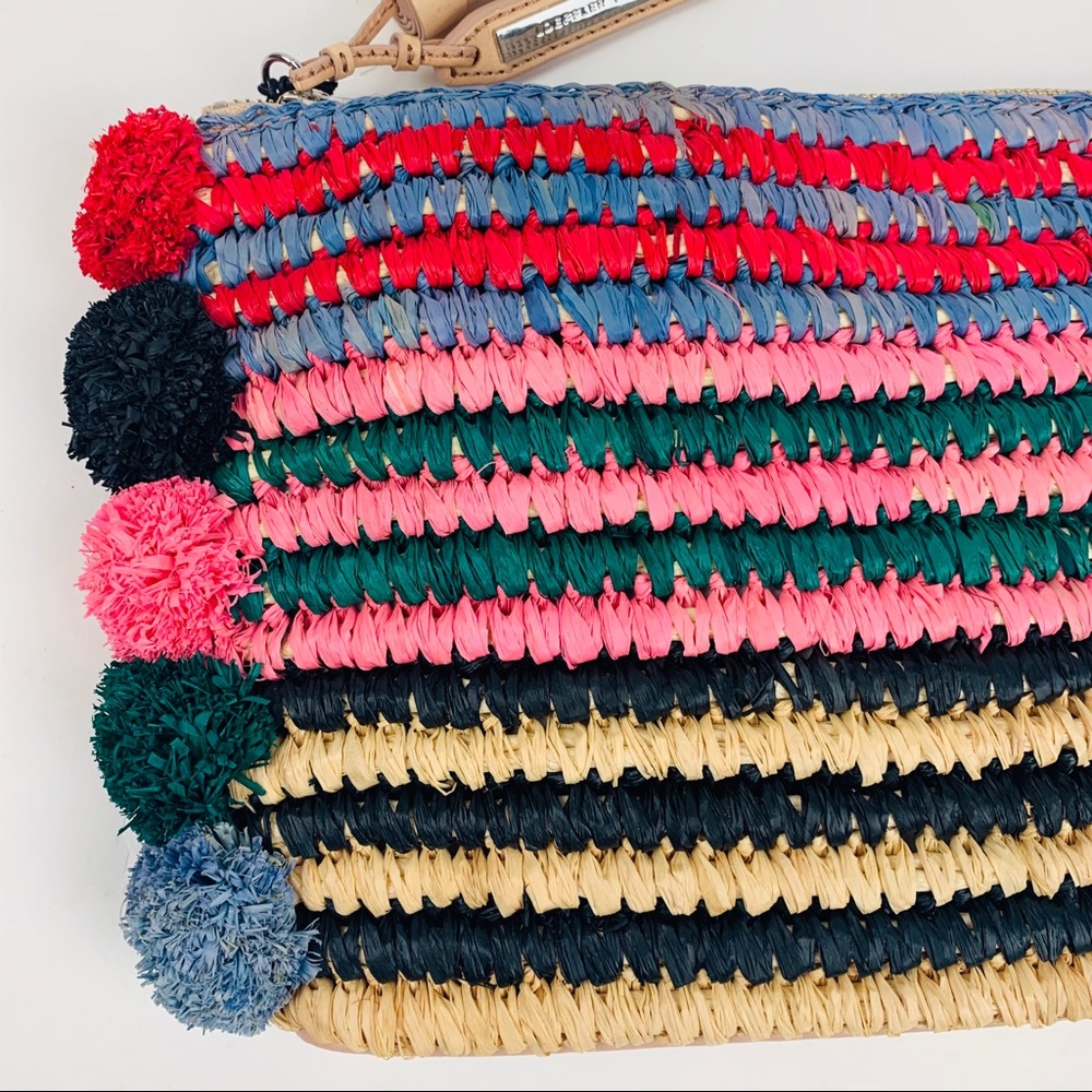 LOEFFLER RANDALL Rainbow Straw Pouch Clutch Purse - Picture 8 of 15